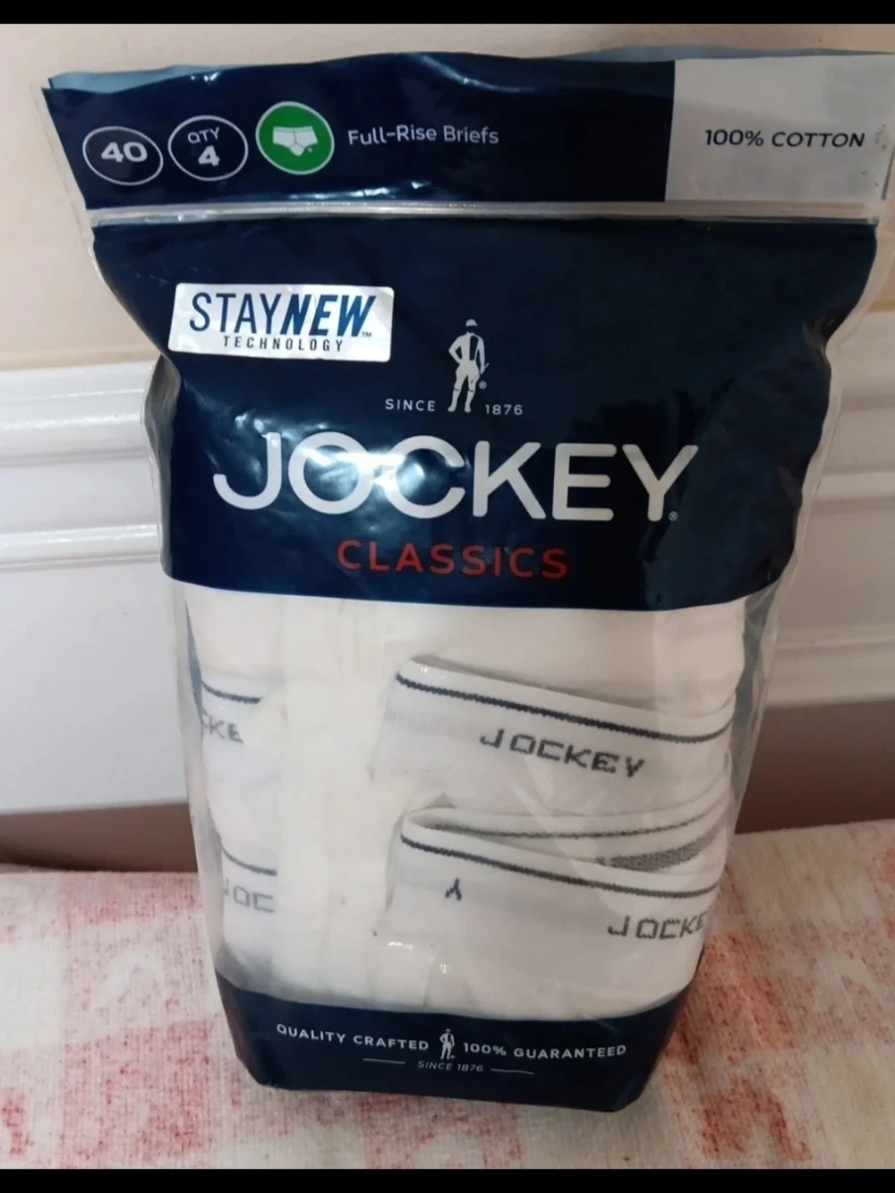 Jockey Classics Men's White Briefs with Branded Waistband - Pack of 4